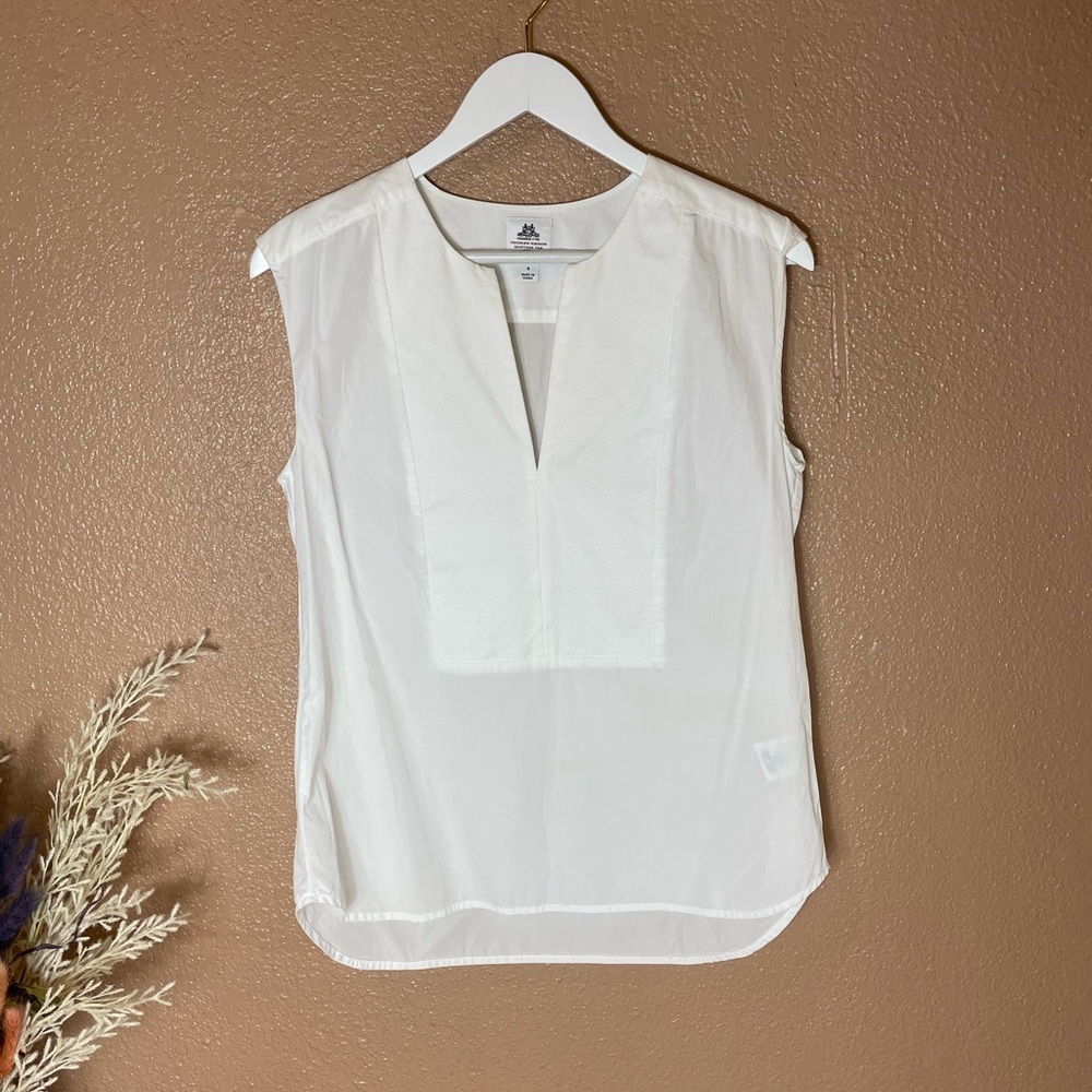 J. Crew White Shirt | Thomas Mason Sleeveless Office Minimalist Cotton Shirt